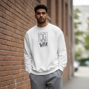 OG The Renaissance Collection Gym Wear White Heavy Crewneck Sweatshirt - Men's L
